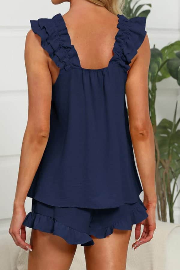 Fashion Solid Color Cute Two Piece Set Pajamas - Dutch