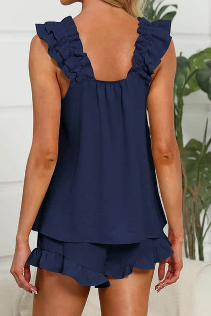 Fashion Solid Color Cute Two Piece Set Pajamas - Dutch