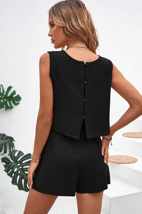 Fashion Solid Color Round Neck Casual Two Piece Set - Dutch