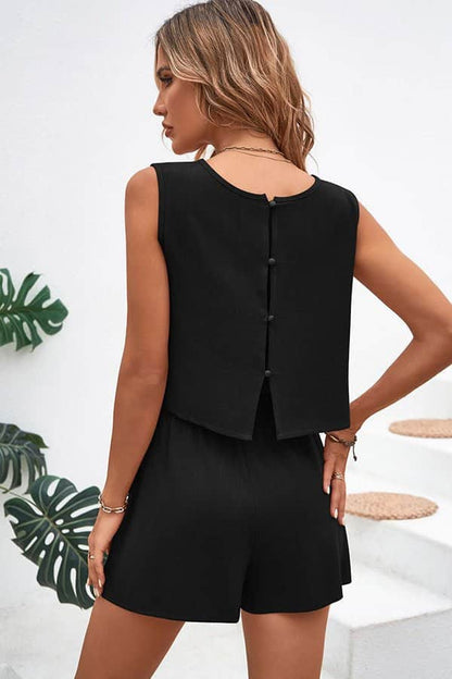 Fashion Solid Color Round Neck Casual Two Piece Set - Dutch