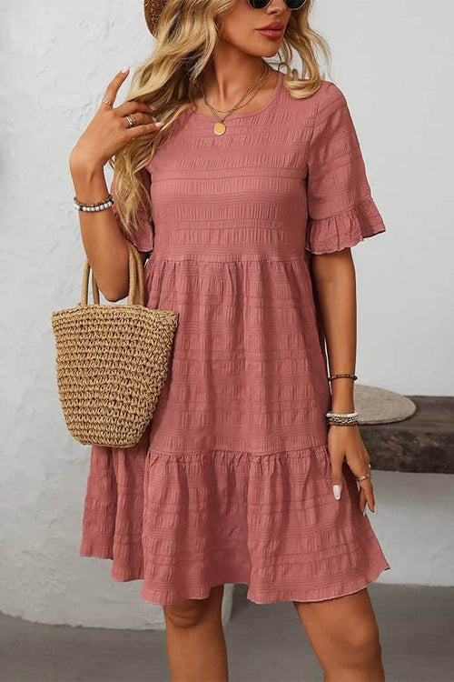 Fashion Cute Ruffle Hem Mini Dress - Dutch