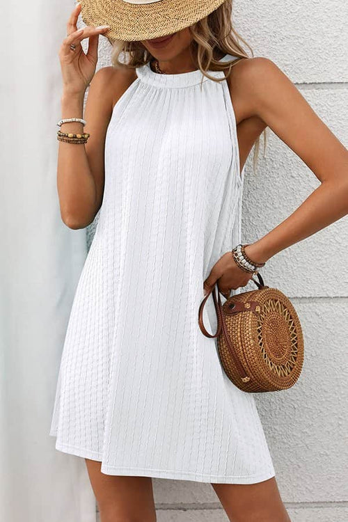Fashion Solid Color Round Neck Casual Dress - Dutch