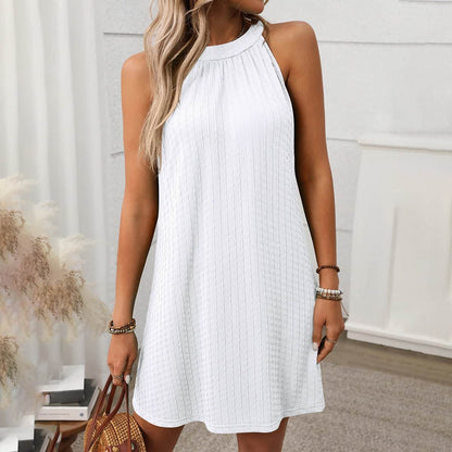 Fashion Solid Color Round Neck Casual Dress - Dutch