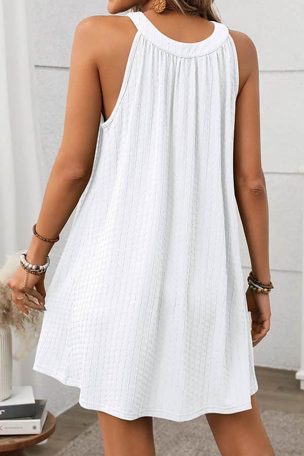 Fashion Solid Color Round Neck Casual Dress - Dutch