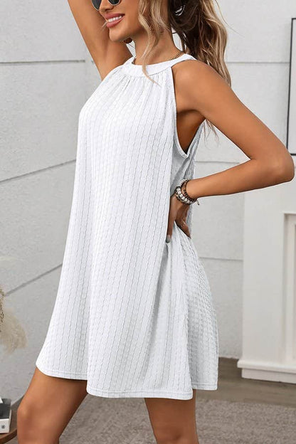 Fashion Solid Color Round Neck Casual Dress - Dutch