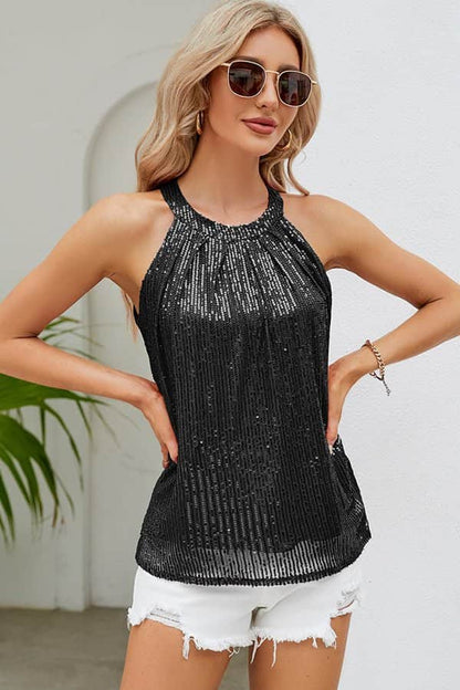 BlingBling Solid Color Round Neck Casual Tops - Dutch