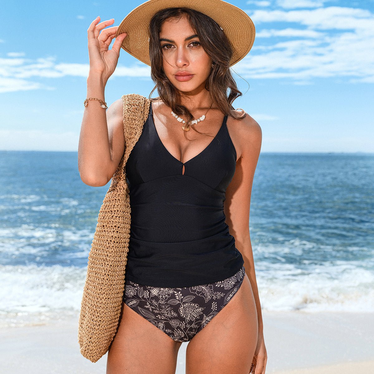 Tummy Control Printed Tankini Set - Dutch